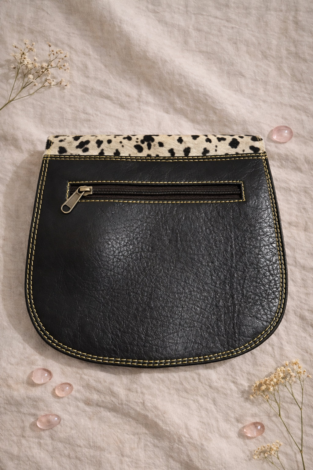 Handmade Leather Crossbody Bag - Romy - Walled Garden - Primrose & Fern, featuring vibrant colors and unique design.