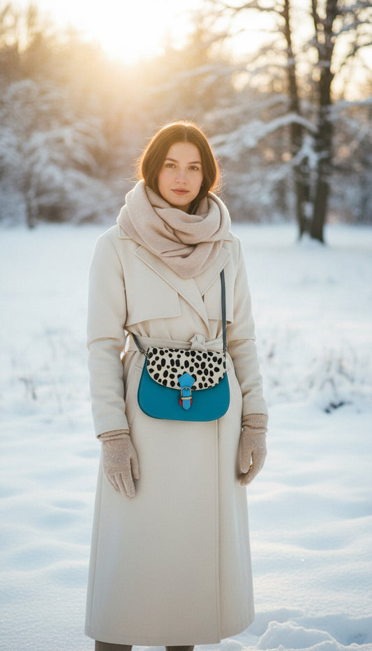 Handmade Leather Crossbody bag - Mira- Azure Spot