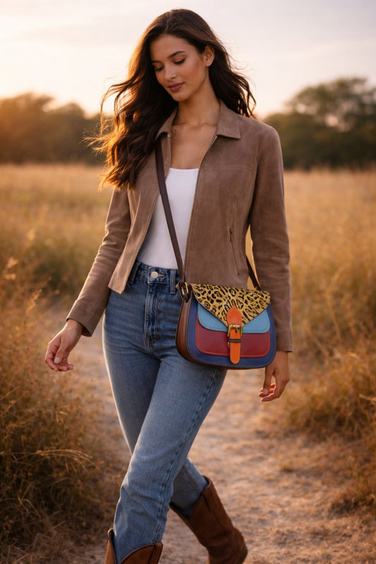 Handmade Leather Crossbody Bag - Romy - High Plains Prairie Riot