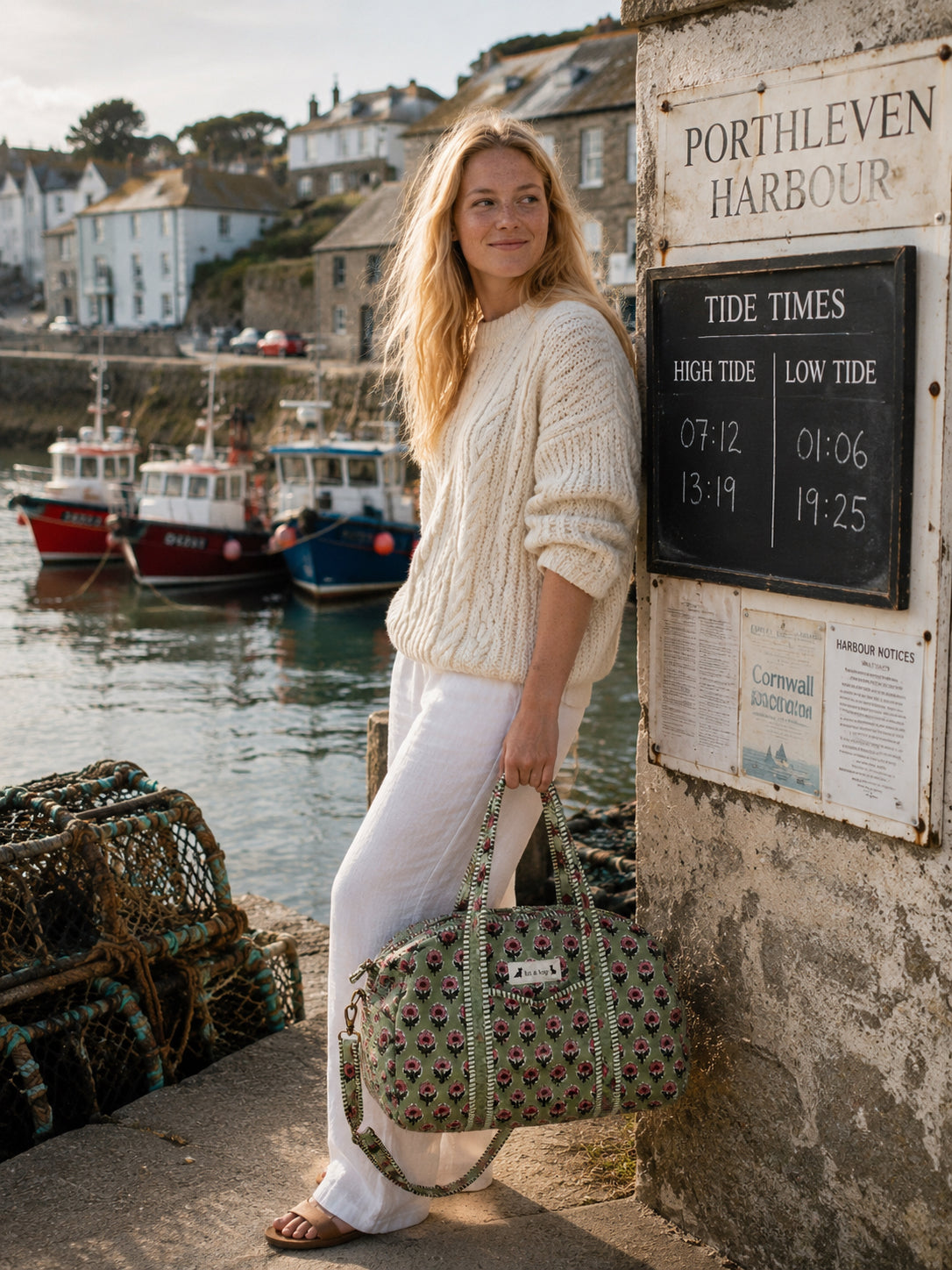 Handmade Duffle Bag - The Indria - Postcards from the Coast -Rosemary Bay