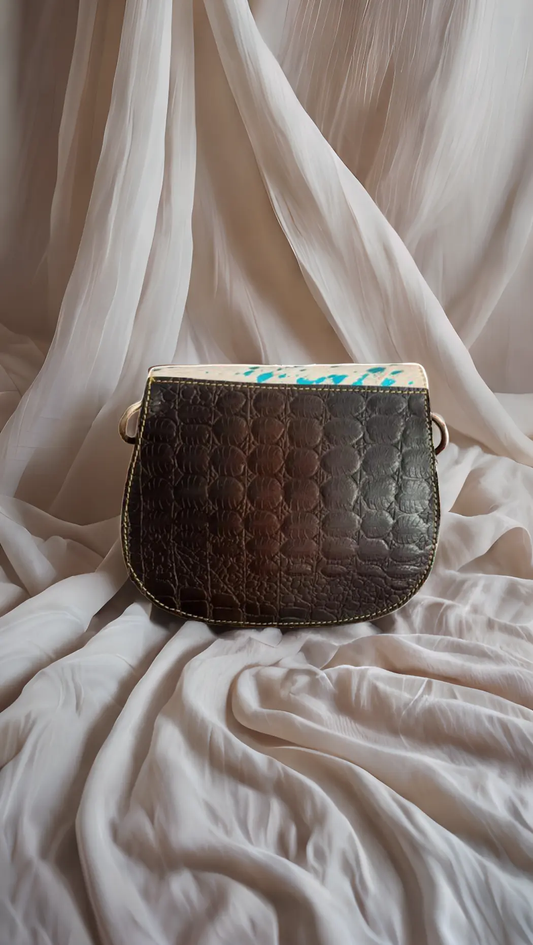 Mini handmade leather cross body bag in blue print – Kit & Hop