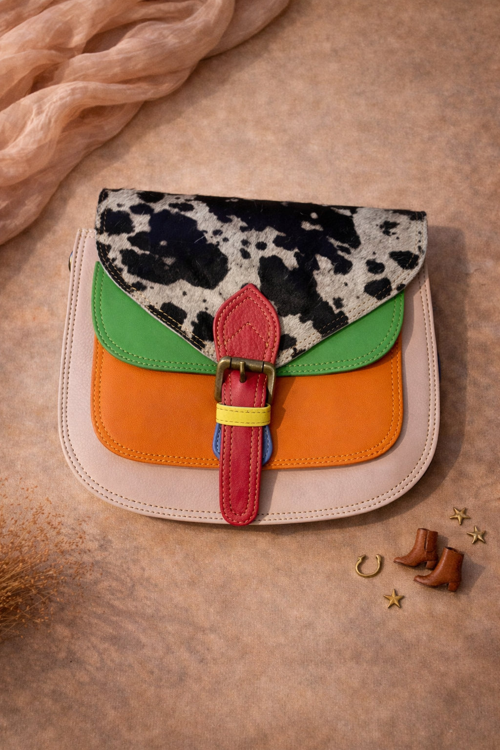 Handmade Leather Crossbody Bag - Romy in High Plains Blue, beautifully crafted from recycled leather with practical design.