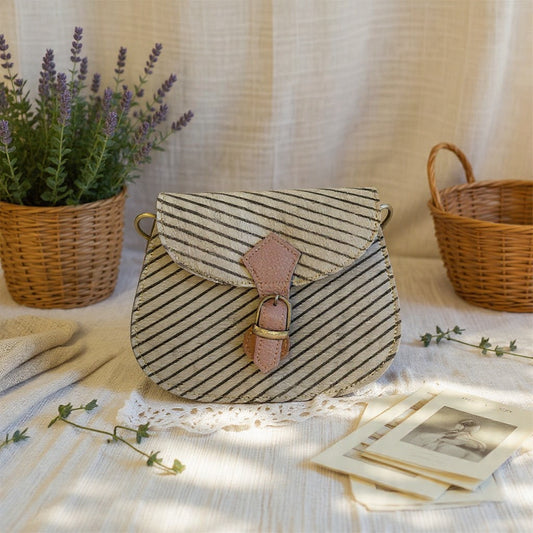 Cross body bag leather - Tula - Violet Line