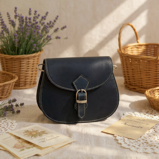 Cross body bag leather - Tula - Black Plains