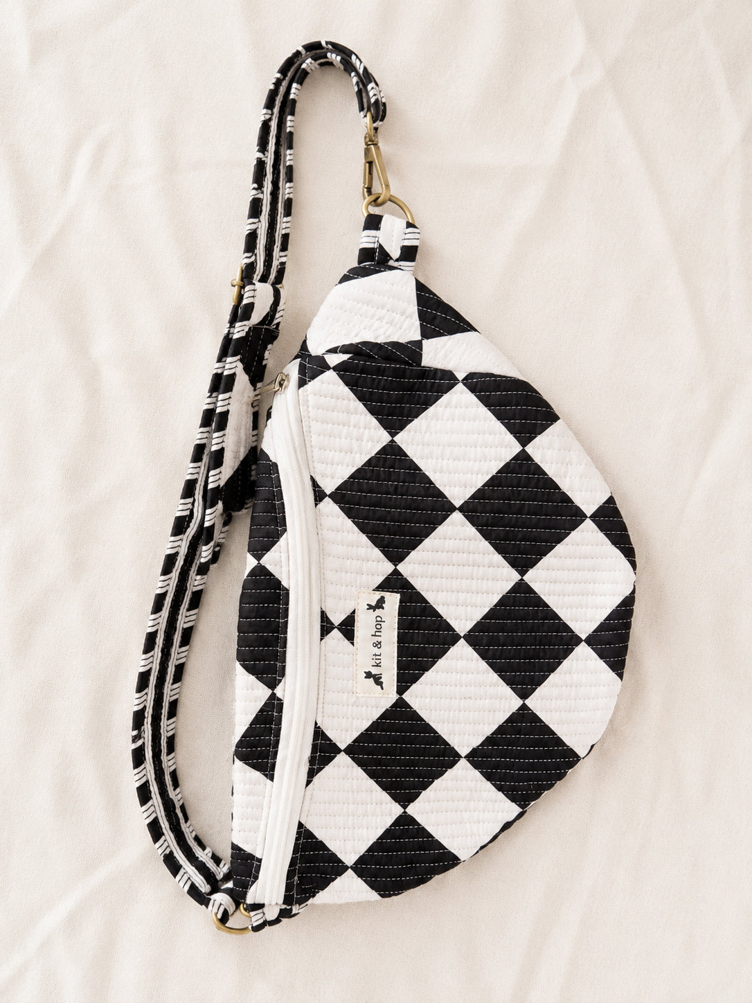Handmade Cross Body Bag - Elara - Noir Check