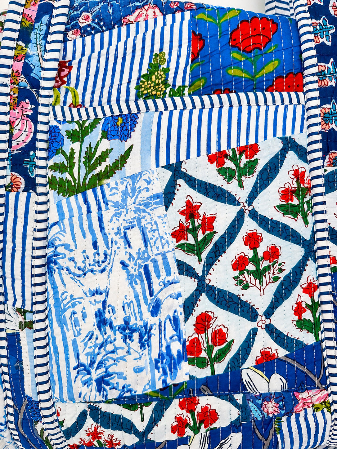 Handmade Duffle Bag - The Indria - Patchwork and Postcards - Skye
