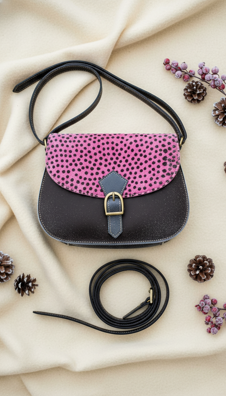 Handmade Leather Crossbody bag - Mira - Midnight Pop