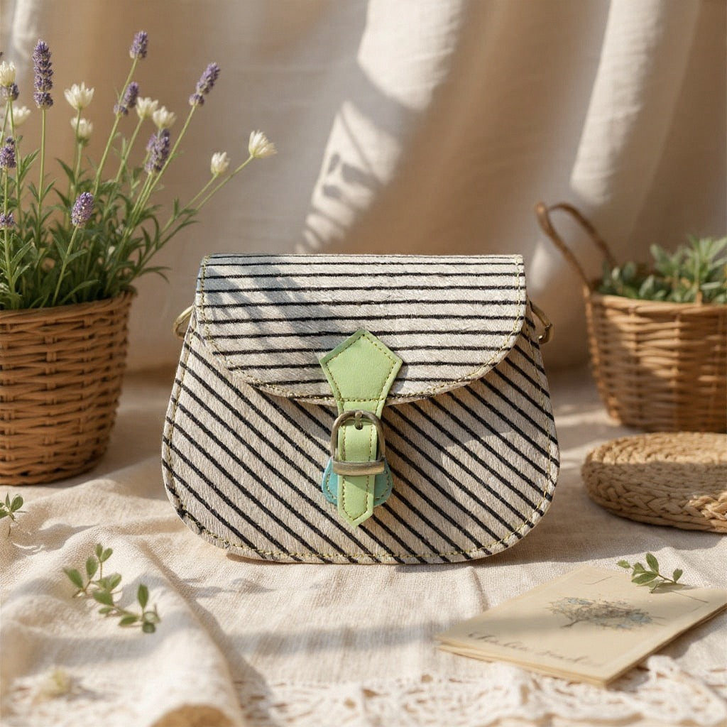 Cross body bag leather - Tula - Lime Field