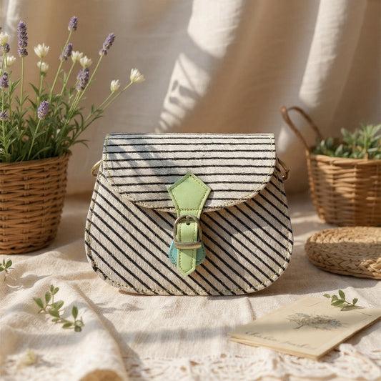 Cross body bag leather - Tula - Lime Field