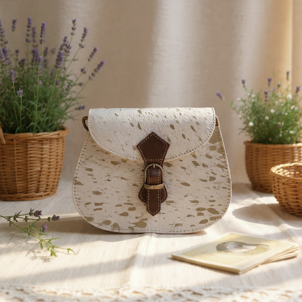 Cross body bag leather - Tula - Glided Chalk