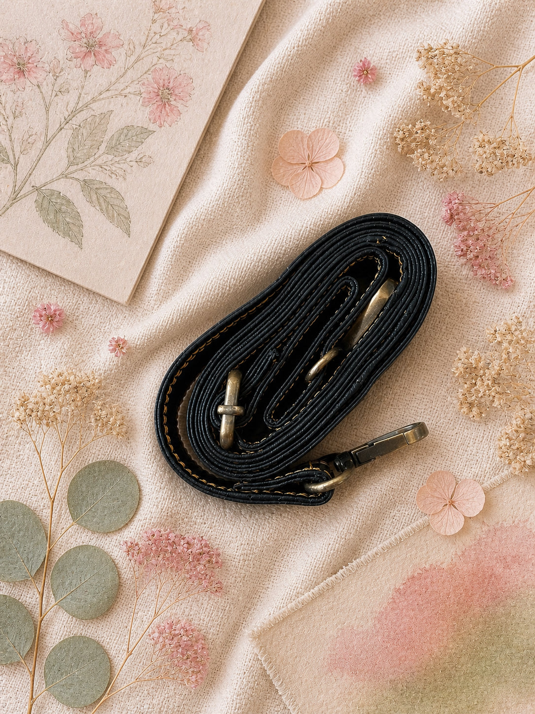 Handmade Leather Crossbody Bag with vibrant colors and zebra print flap on a floral background.