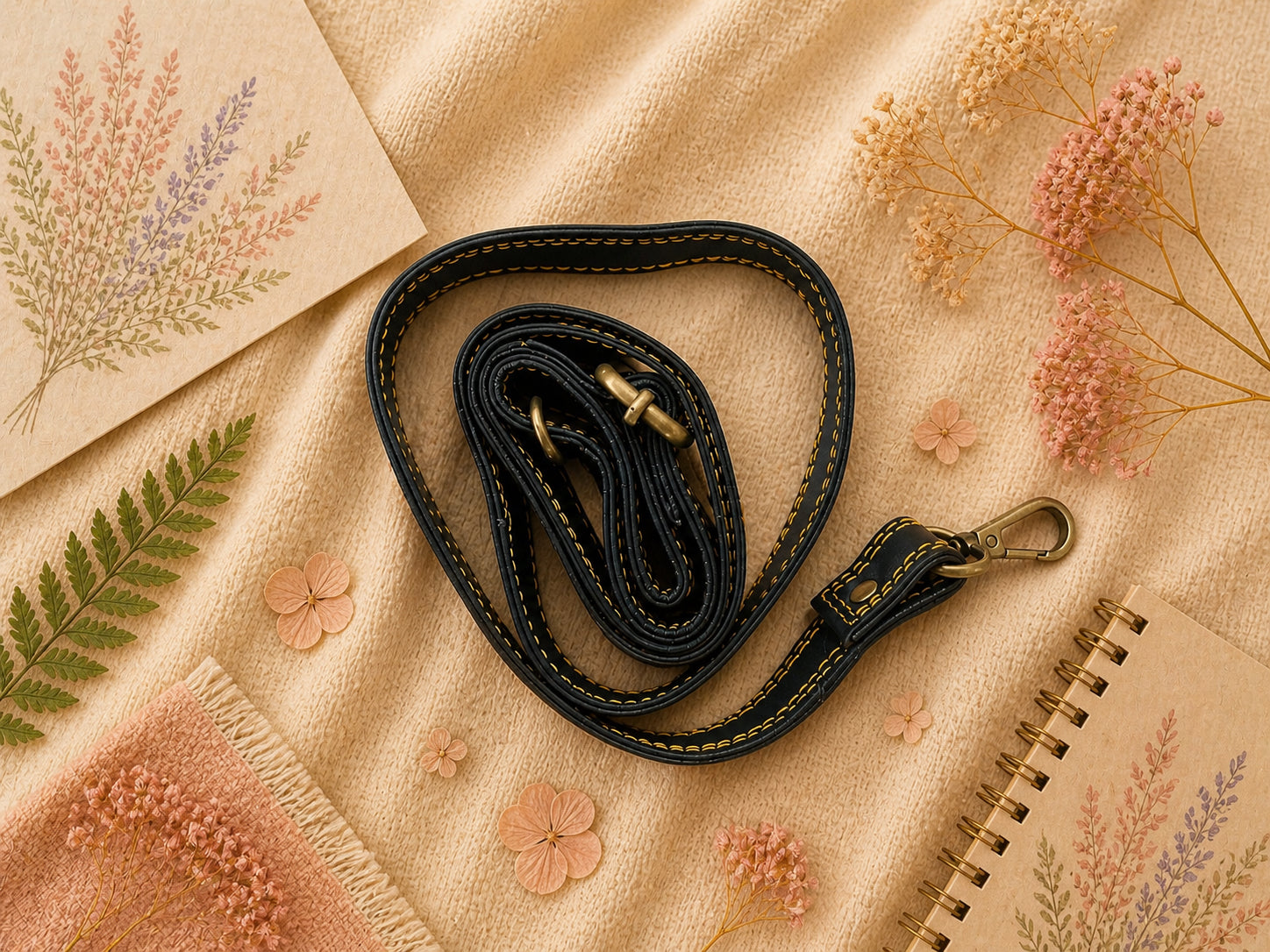 Handmade Leather Crossbody Bag featuring a vibrant painted design with pink, yellow, and animal print accents.