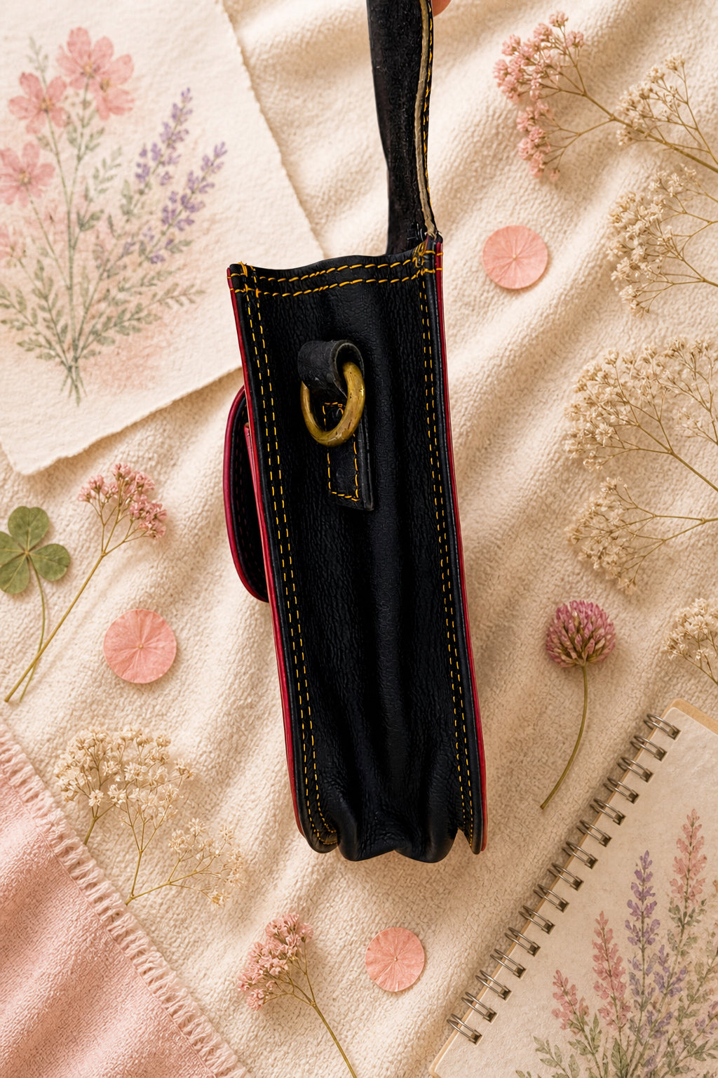 Handmade Leather Crossbody Bag featuring a vibrant pink and leopard print design, perfect for stylish everyday use.