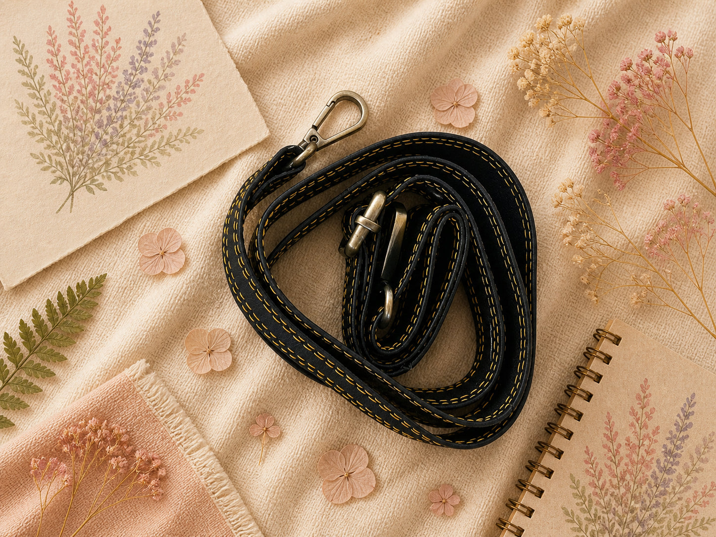 Handmade Leather Crossbody Bag - Romy - Painted Garden - Saffron featuring vibrant orange and leopard print design.