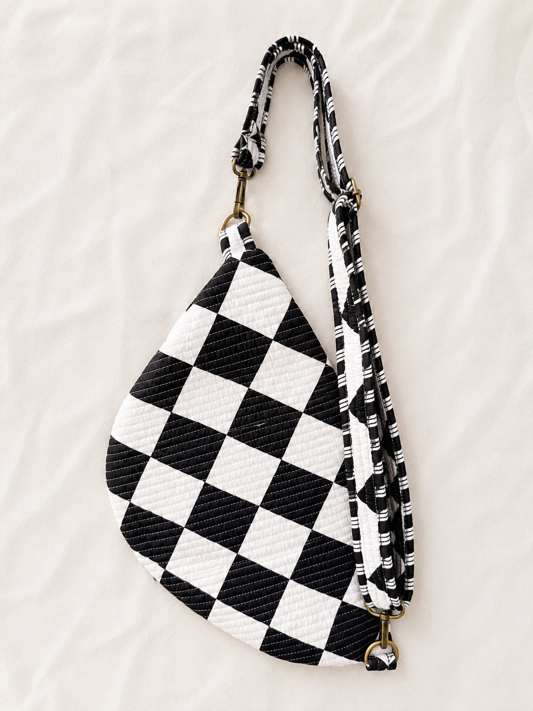 Handmade Cross Body Bag - Elara - Noir Check