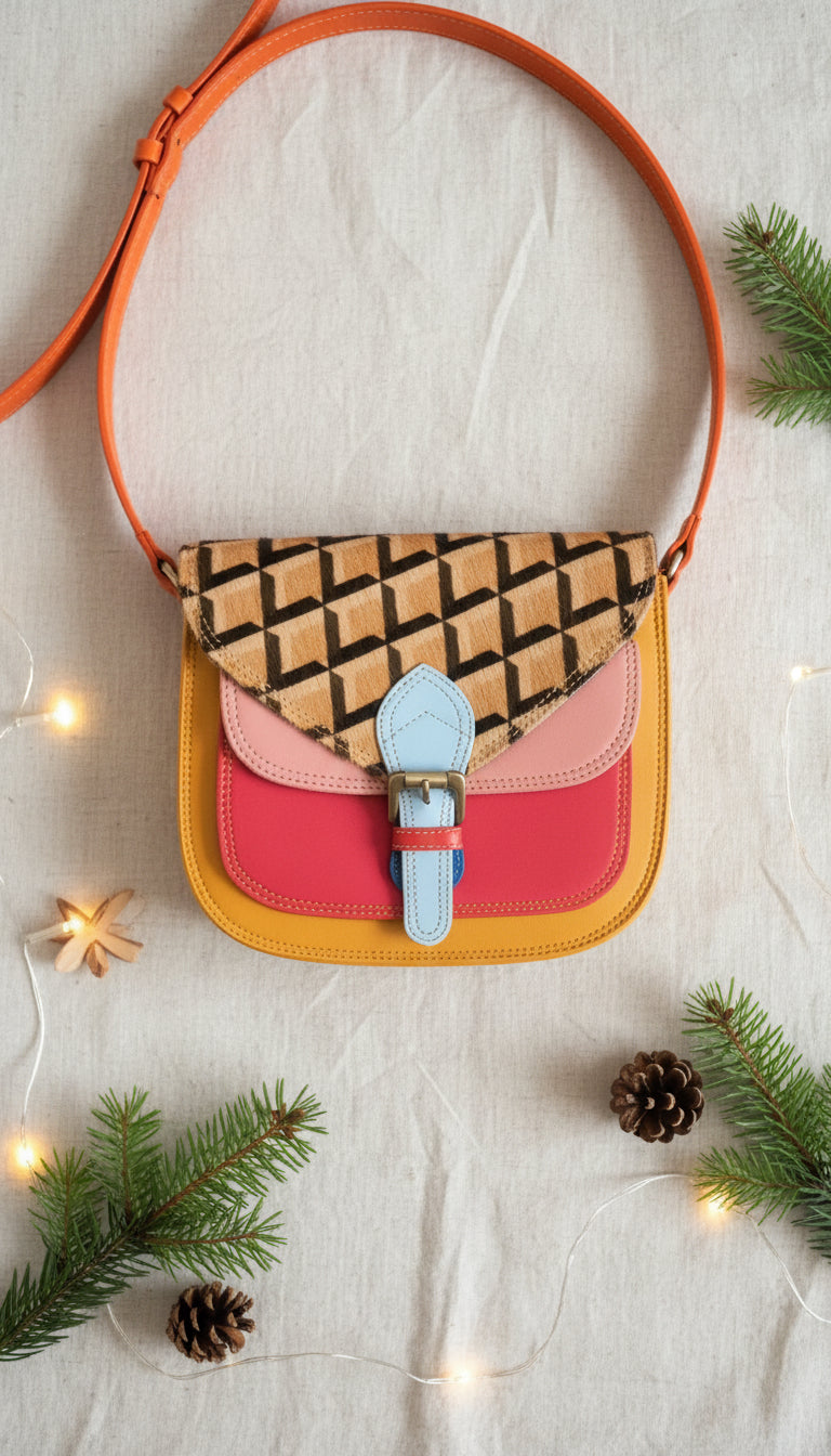 Handmade reclaimed leather cross body bag by Kit & Hop.
