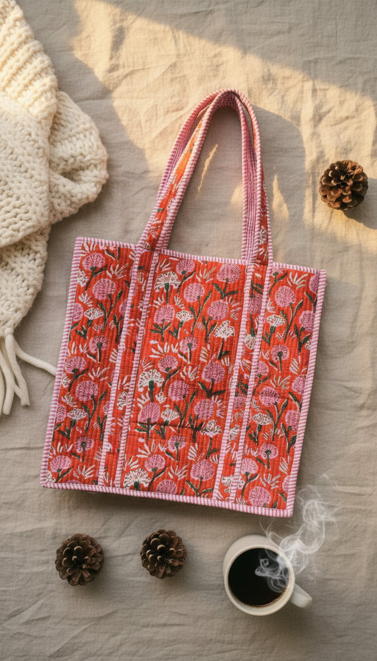 Large Tote Bag - The Willow -Red