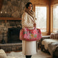 Handmade Patchwork duffle bag  The Indira - Pink