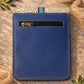 Handmade Leather Crossbody Bag with pink and blue design, featuring a spotted flap and a stylish closure.