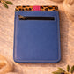 Handmade Leather Crossbody Bag - Alba in Capri Blue with leopard print flap and pink stripe.