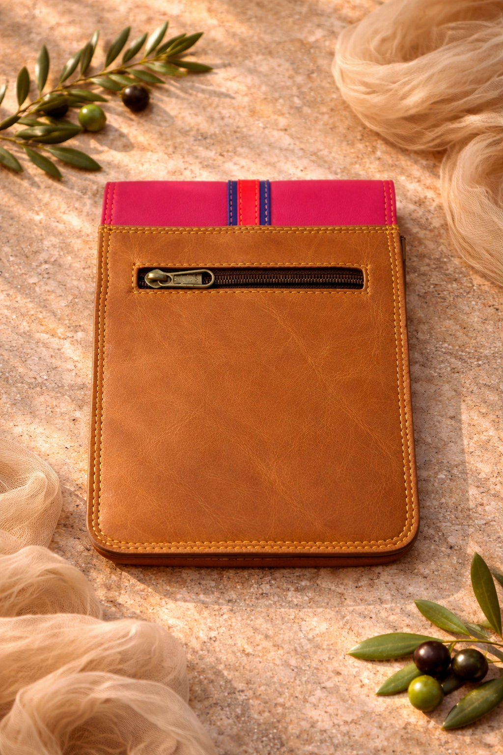 Handmade Leather Crossbody Bag with leopard print flap and pink body, stylish and practical for everyday use.