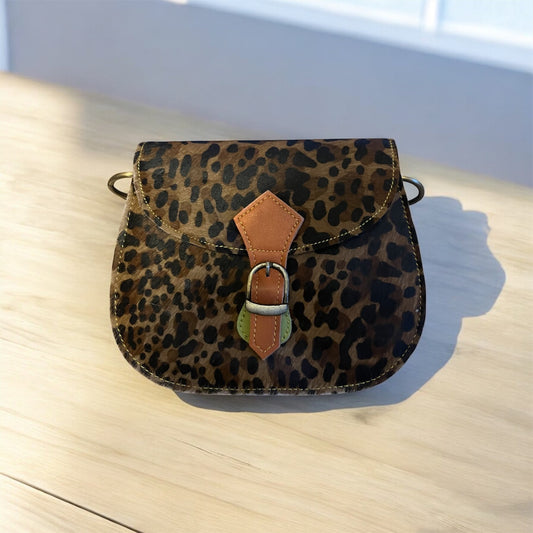 Cross body bag leather - Tula - Leopard Ember