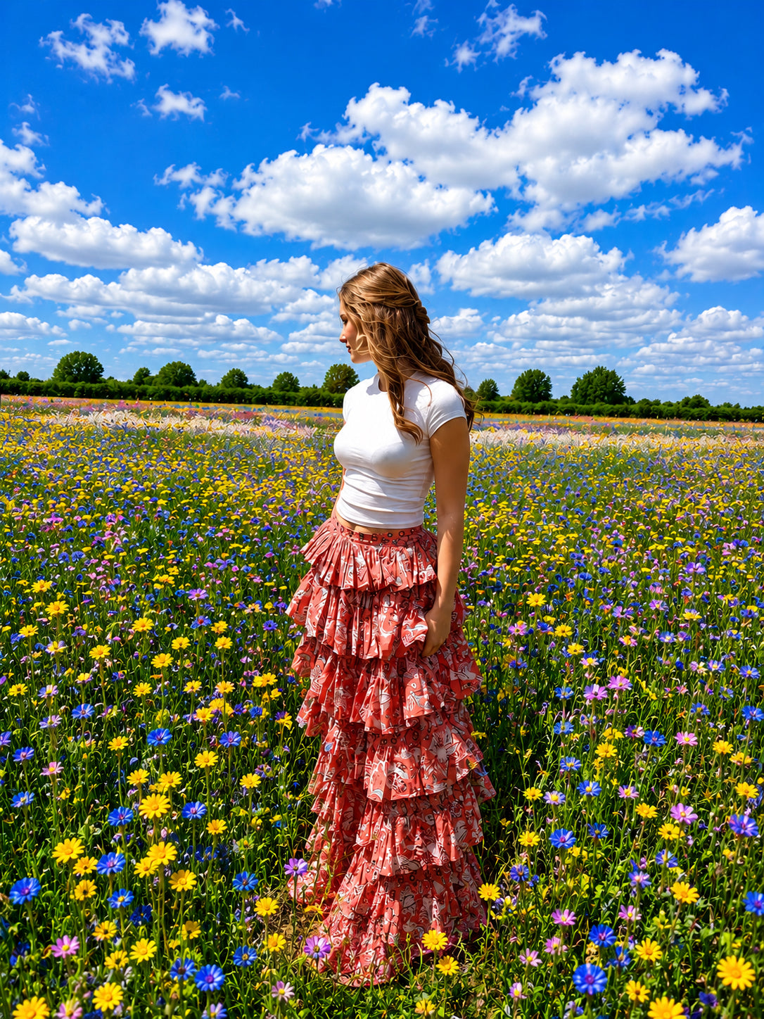 Daisy Skirt - Meadow + Market - Coral Bloom