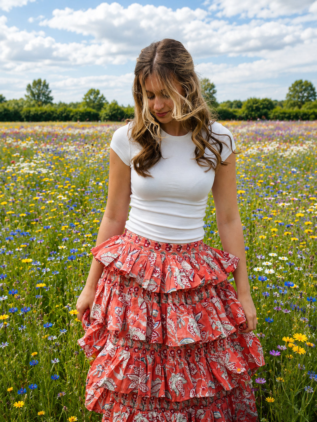 Daisy Skirt - Meadow + Market - Coral Bloom