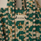 Handmade Cotton Mini Tote Bag - Lila - Wild Meadow - Olive hanging on a wooden hook with a stylish design.