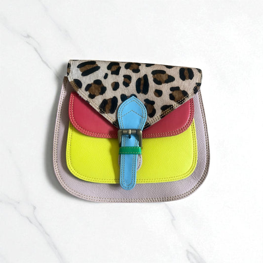 handmade leather crossbody bag in pink