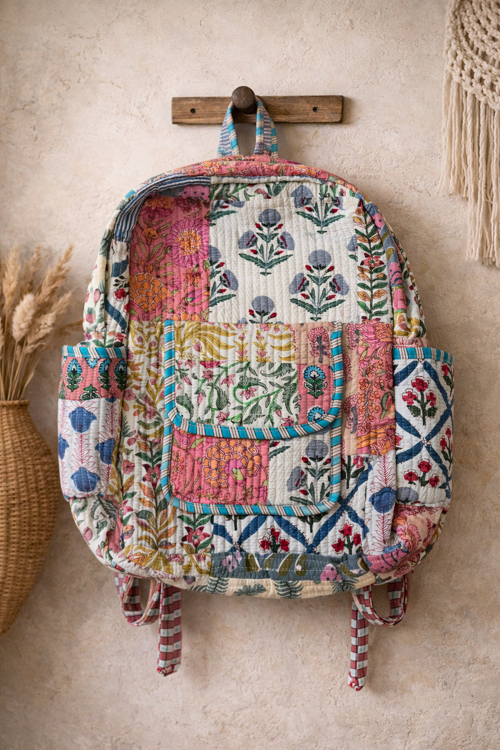 Adult cotton fabric handmade backpack