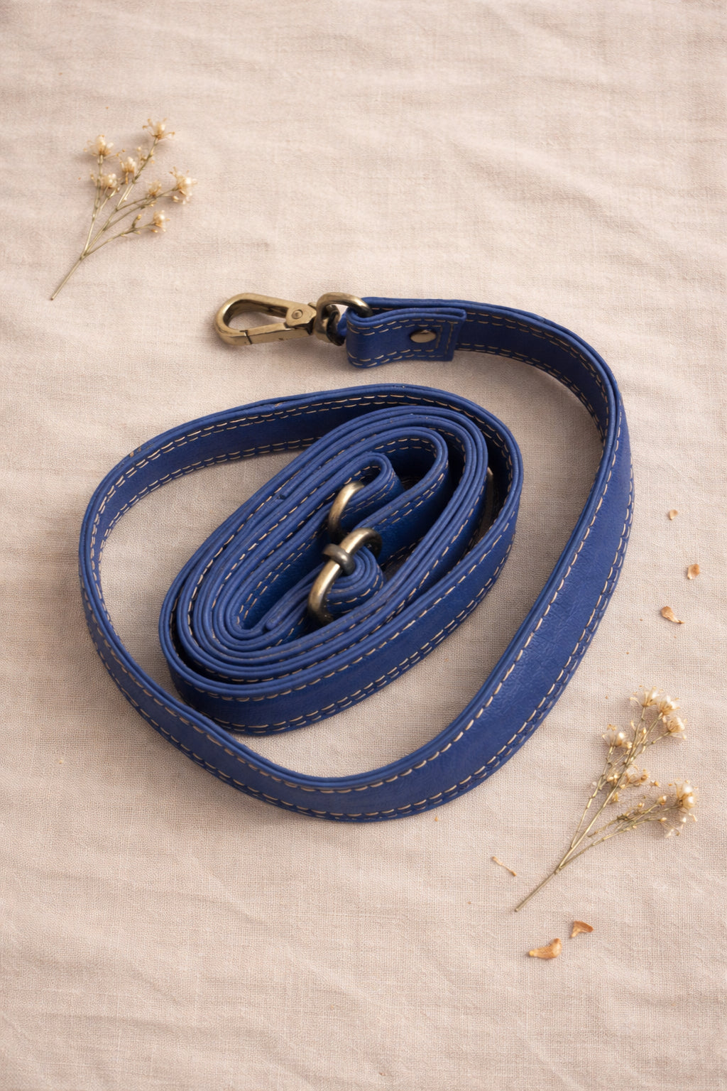 Handmade Leather Crossbody Bag - Romy - Walled Garden - Bluebell Garden with leopard print flap and blue leather base