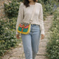 Handmade Leather Crossbody Bag - Romy - Walled Garden - Primrose & Fern, featuring vibrant colors and unique design.