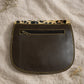 Handmade Leather Crossbody Bag - Romy - Walled Garden - Golden Leopard with colorful panels and leopard print flap.