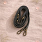 Handmade Leather Crossbody Bag featuring a leopard print flap with brown and green leather accents on a soft background.