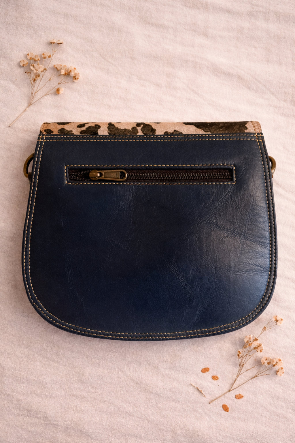 Handmade Leather Crossbody Bag in vibrant colors with multi-tone leather panels.