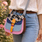 Handmade Leather Crossbody Bag in vibrant colors with multi-tone leather panels.