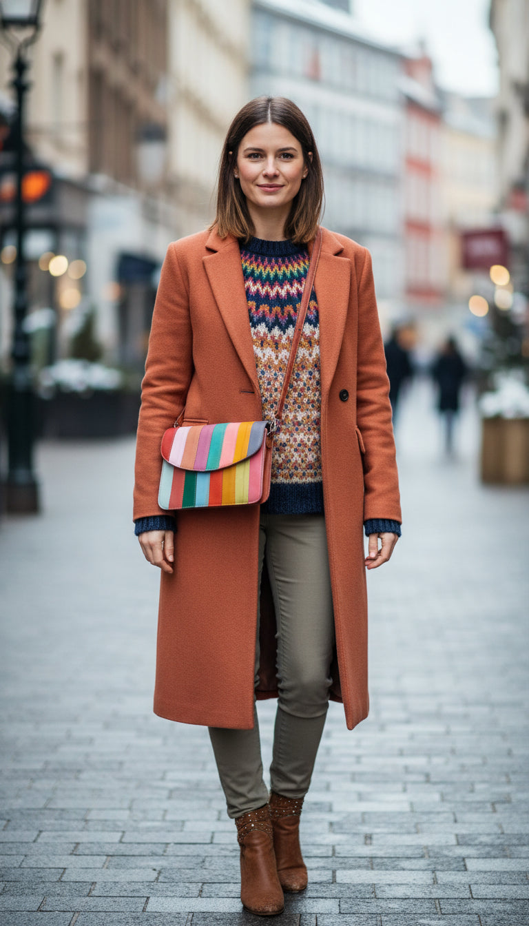 Handmade Leather Crossbody bag - Lola- Rainbow Riot