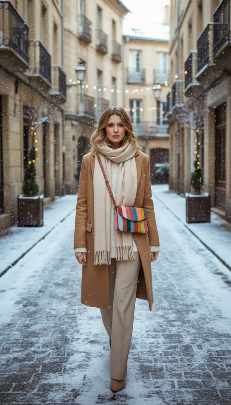 Handmade Leather Crossbody bag - Lola- Rainbow Riot