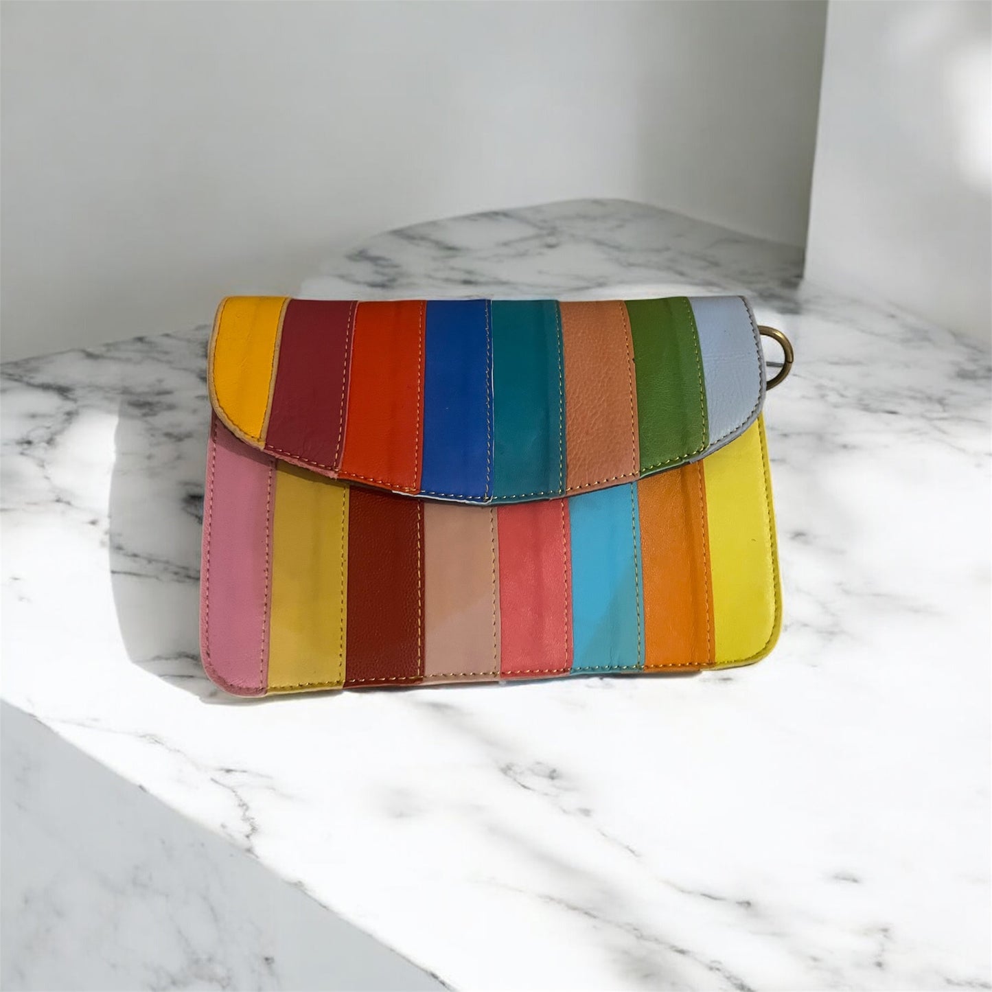 Handmade Leather Crossbody bag - Lola- Sunset Spectrum