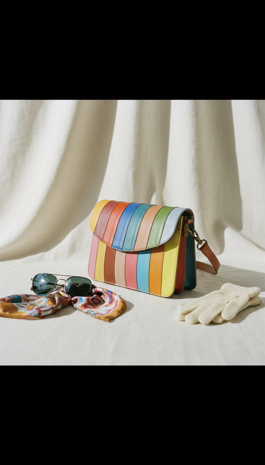 Handmade Leather Crossbody bag - Lola- Sunset Spectrum