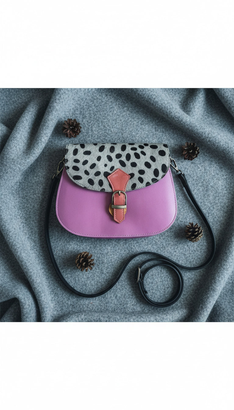 Handmade Leather Crossbody bag - Mira - Pink Heat