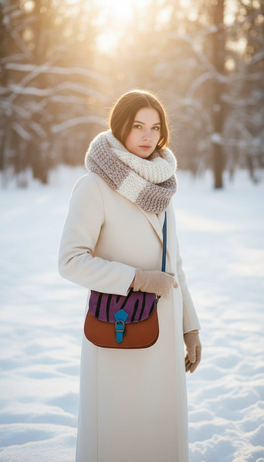 Handmade Leather Crossbody bag - Mira - Twilight Zebra