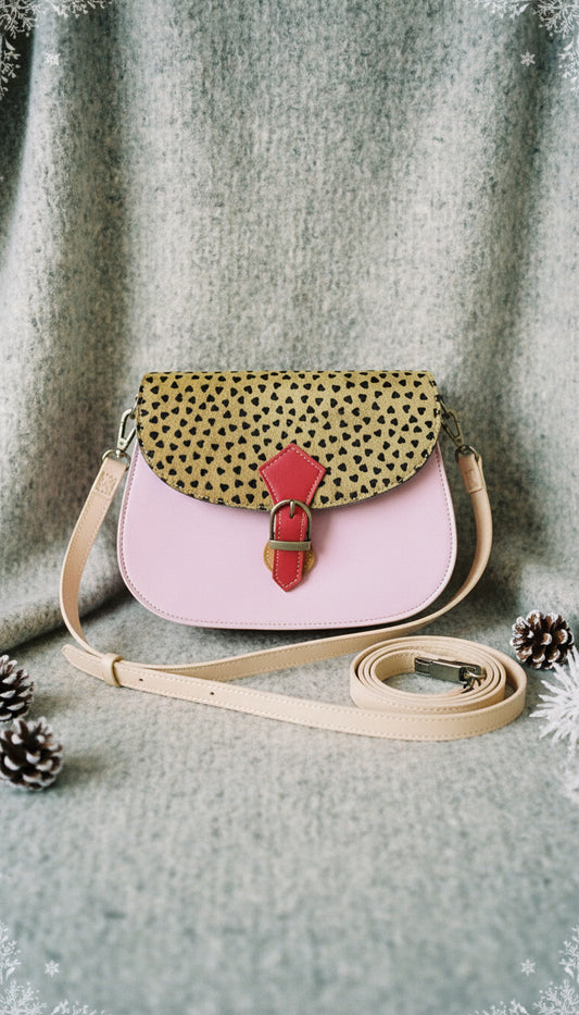 Handmade Leather Crossbody bag - Mira- Wild Rose