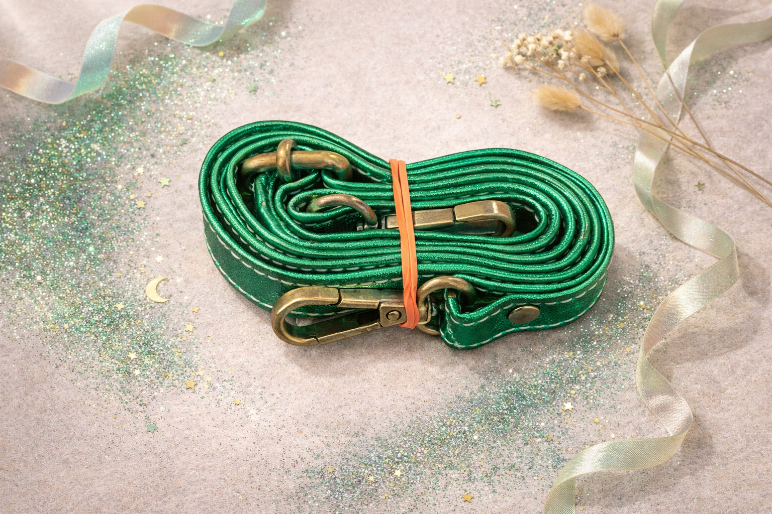 Handmade Leather Crossbody Bag in vibrant green worn at a festival, giving a stylish and fun vibe.