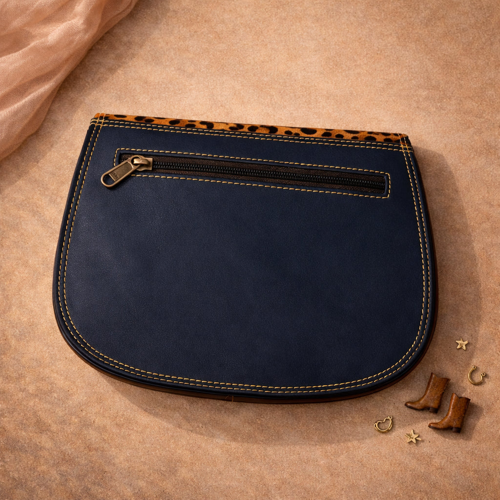 Handmade Leather Crossbody Bag - Romy - High Plains Frontier Sky