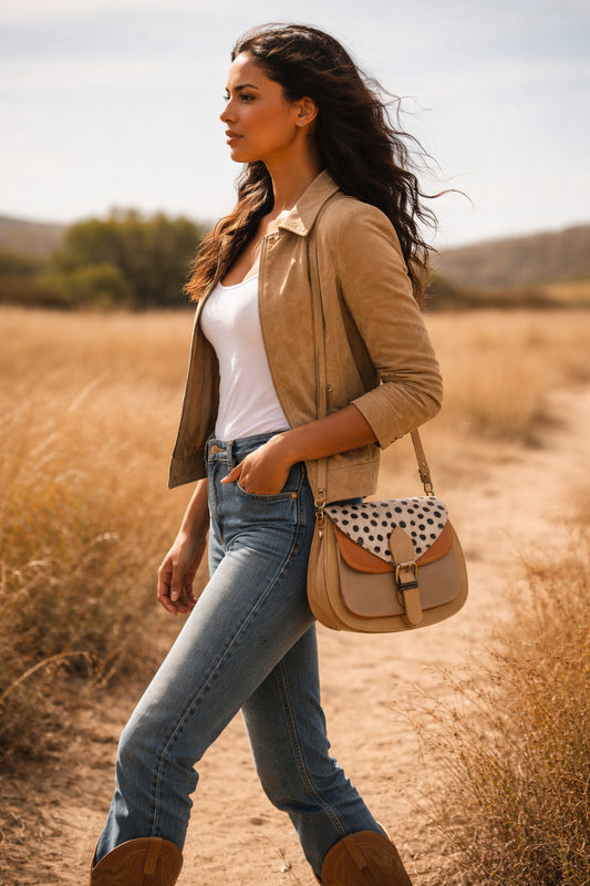Handmade Leather Crossbody Bag - Romy - High Plains Canyon Fire
