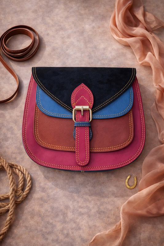 Handmade Leather Crossbody Bag - Romy - High Plains Painted Desert