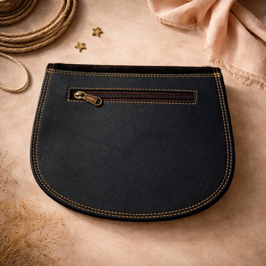 Handmade Leather Crossbody Bag - Romy featuring multiple colors and a stylish buckle strap on a textured background.