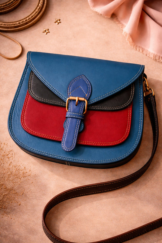 Handmade Leather Crossbody Bag - Romy - High Plains Painted Sky